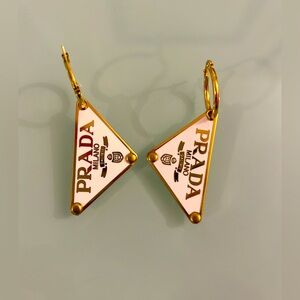 Prada logo triangle earrings